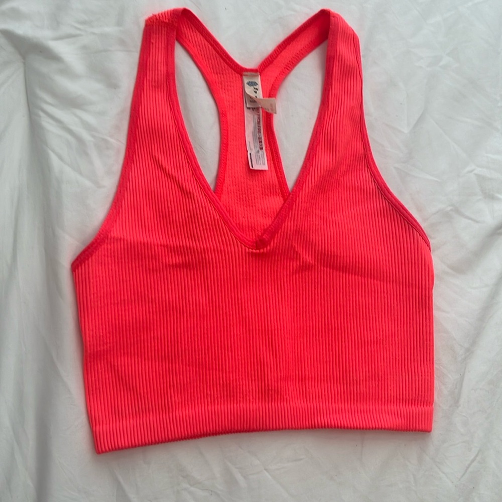 Free people movement coral cropped tank